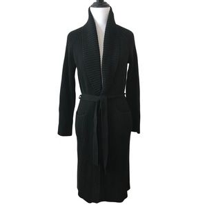 JCREW Heavy Knit Belted Cardigan Duster BLACK Size PS - Petite